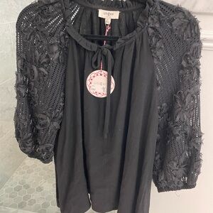 Umgee Embellished Sleeve Blouse